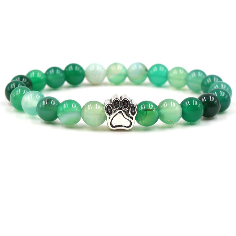 Direct manufacturer, popular on AliExpress: 8mm tiger eye stone, white turquoise, dog paw transparent elastic cord bracelet