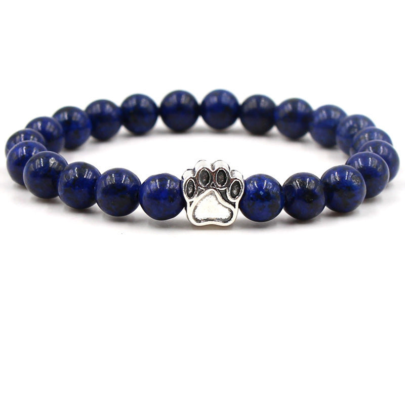 Direct manufacturer, popular on AliExpress: 8mm tiger eye stone, white turquoise, dog paw transparent elastic cord bracelet