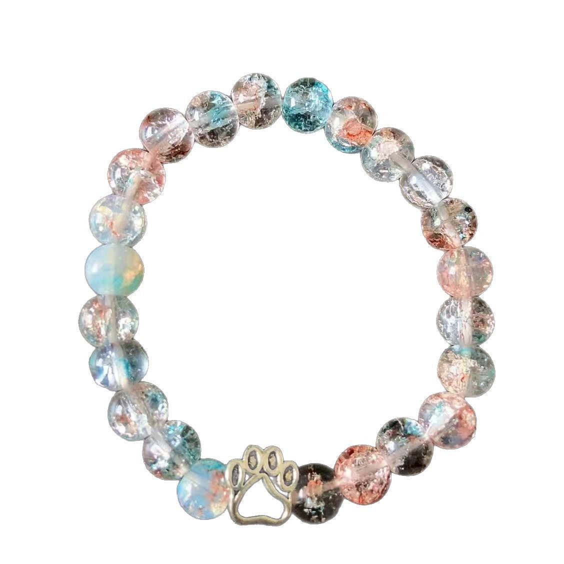 Direct manufacturer, popular on AliExpress: 8mm tiger eye stone, white turquoise, dog paw transparent elastic cord bracelet