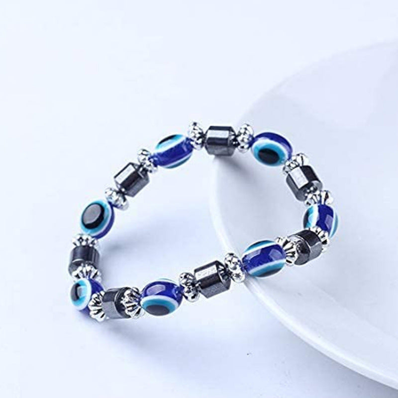 Amazon's Hottest Devil's Eye Fatima Palm Crystal Bracelet Blue Eyes Elastic Beaded Bracelet in Stock