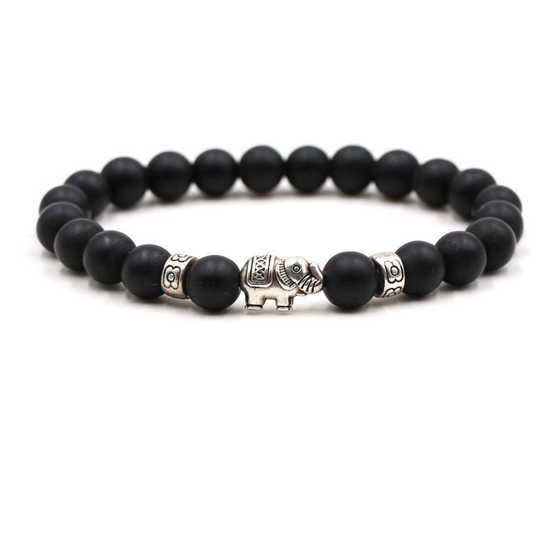 Natural Stone Animal Bracelet for Teenagers, Volcanic Stone, Tiger Eye Stone, White Turquoise, Green Turquoise, Black Frosted Stone, Gold Sand Bracelet