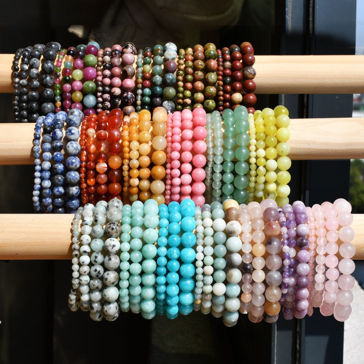European and American Hot-Selling Handmade Natural Stone Beaded Bracelets for Men and Women, Tourmaline Pink Crystal Elastic Bracelets, Cross-Border Jewelry