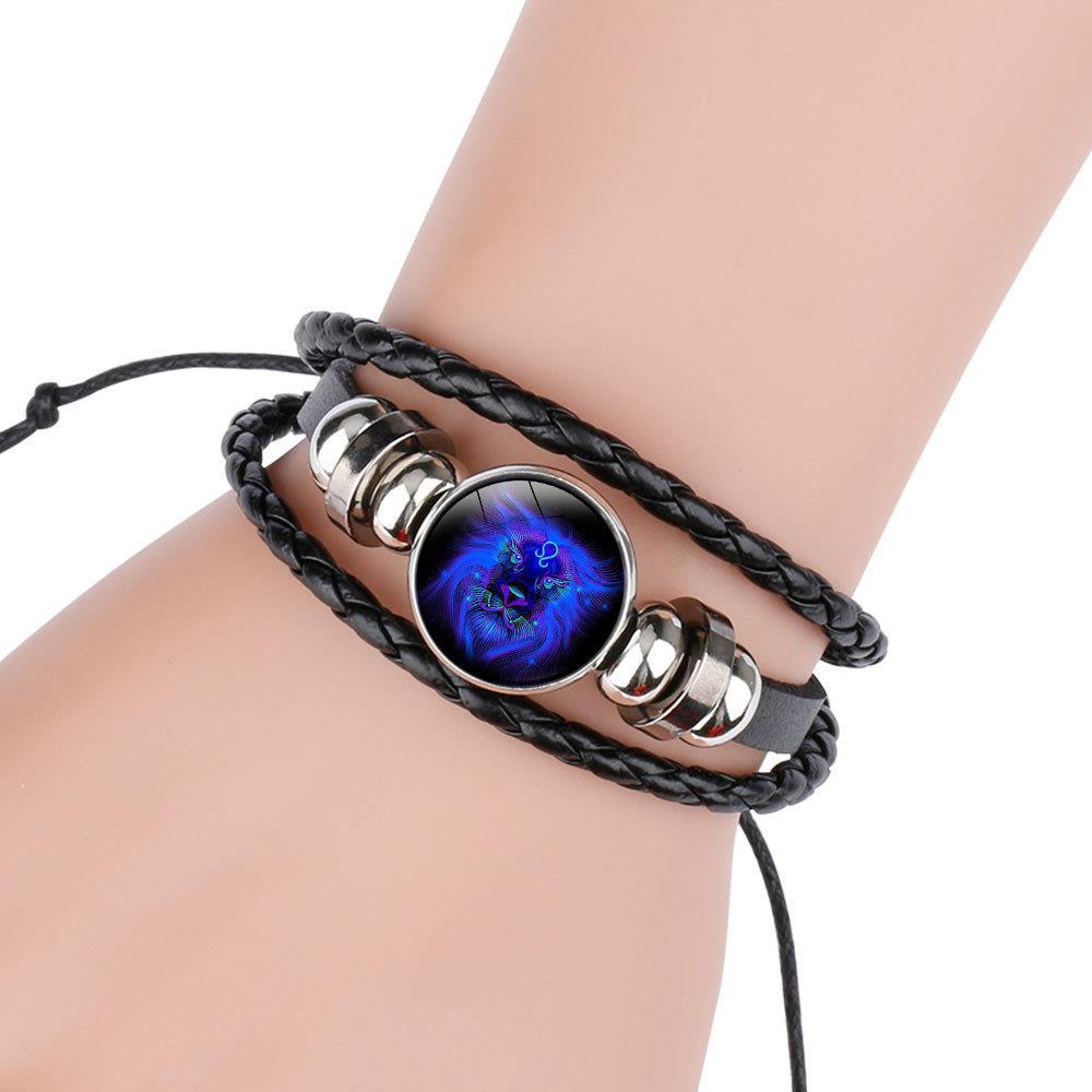 Twelve Zodiac Signs Beaded Handmade Leather Bracelet, New Cross-Border Accessory, In-Stock Wholesale from Yiwu Jewelry Factory