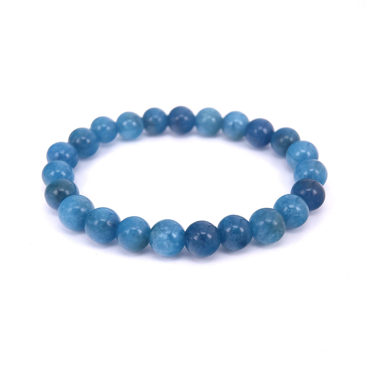 Foreign trade natural apatite beaded bracelet apatite single ring bracelet round bead finished elastic bracelet manufacturers wholesale