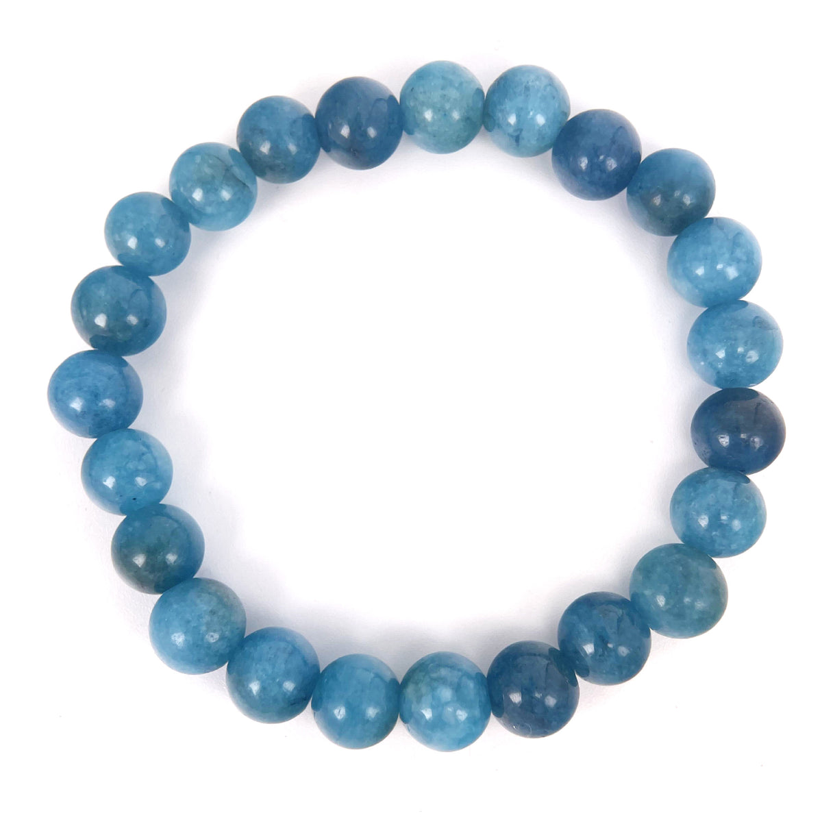 Foreign trade natural apatite beaded bracelet apatite single ring bracelet round bead finished elastic bracelet manufacturers wholesale