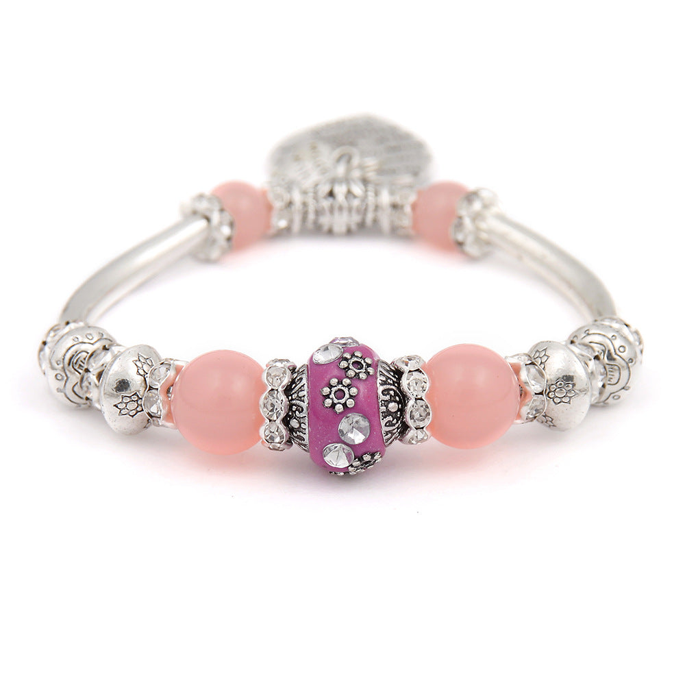 New Crystal Peach Heart Pendant Bracelet Bridal Jewelry European and American Brand Style Bracelet Women's Bracelet Wholesale