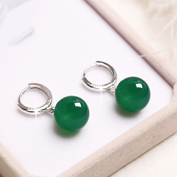 Silver-Plated Earrings Imitation 925 Natural Agate Pearl Earrings Long Female Korean Style Fashion Popular Earrings Jewelry Earrings