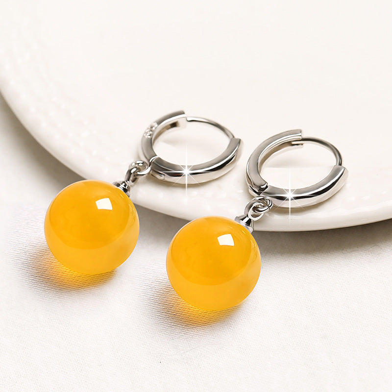 Silver-Plated Earrings Imitation 925 Natural Agate Pearl Earrings Long Female Korean Style Fashion Popular Earrings Jewelry Earrings