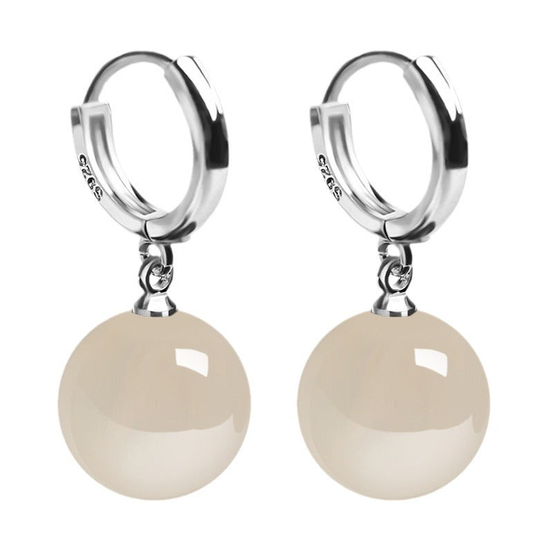 Silver-Plated Earrings Imitation 925 Natural Agate Pearl Earrings Long Female Korean Style Fashion Popular Earrings Jewelry Earrings