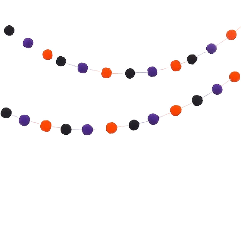 3-piece set of Halloween-themed ins-style pom-pom garlands for party