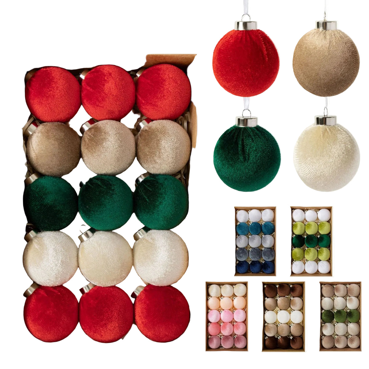 velvet Christmas balls 6CM-15pcs fabric-wrapped balls Christmas decorations