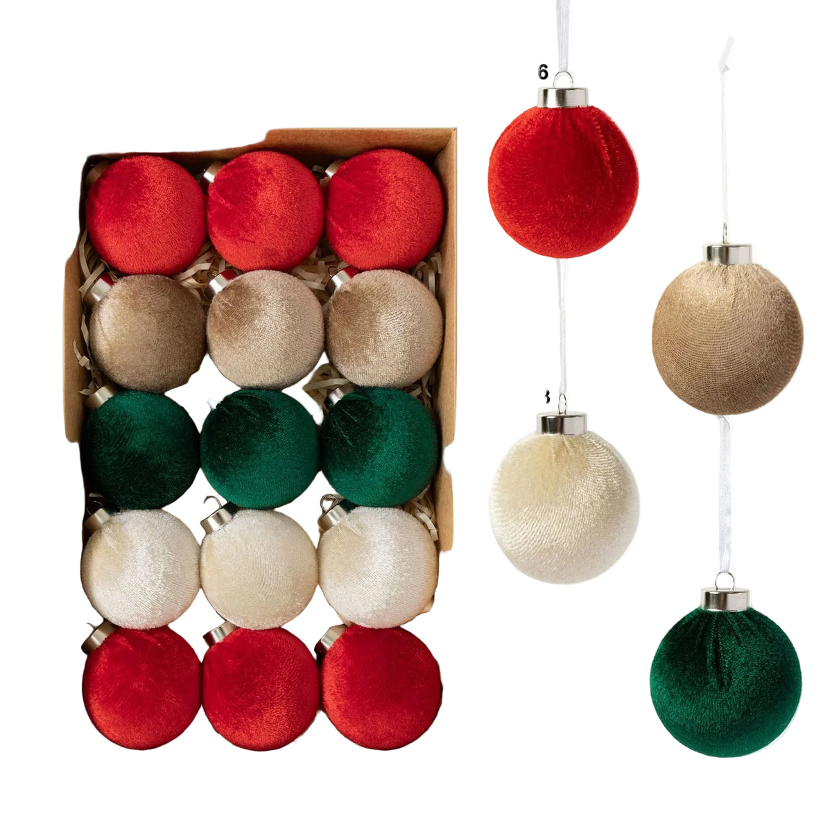 velvet Christmas balls 6CM-15pcs fabric-wrapped balls Christmas decorations