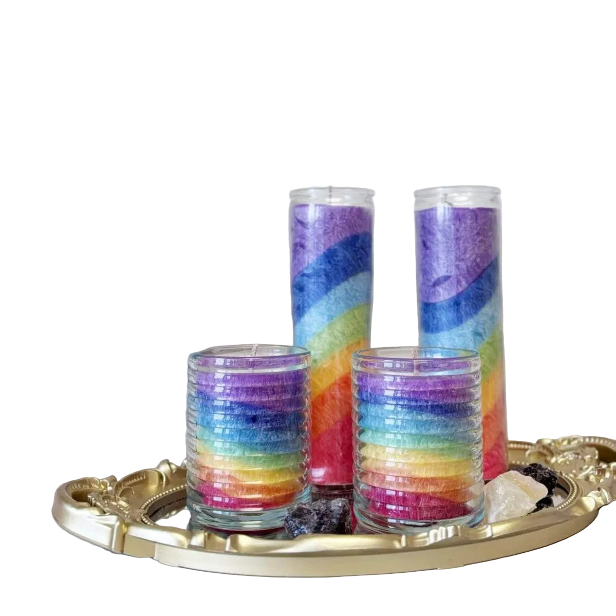 Rainbow Aromatherapy Meditation Yoga Candles Colorful Single-Color Cylindrical Wax