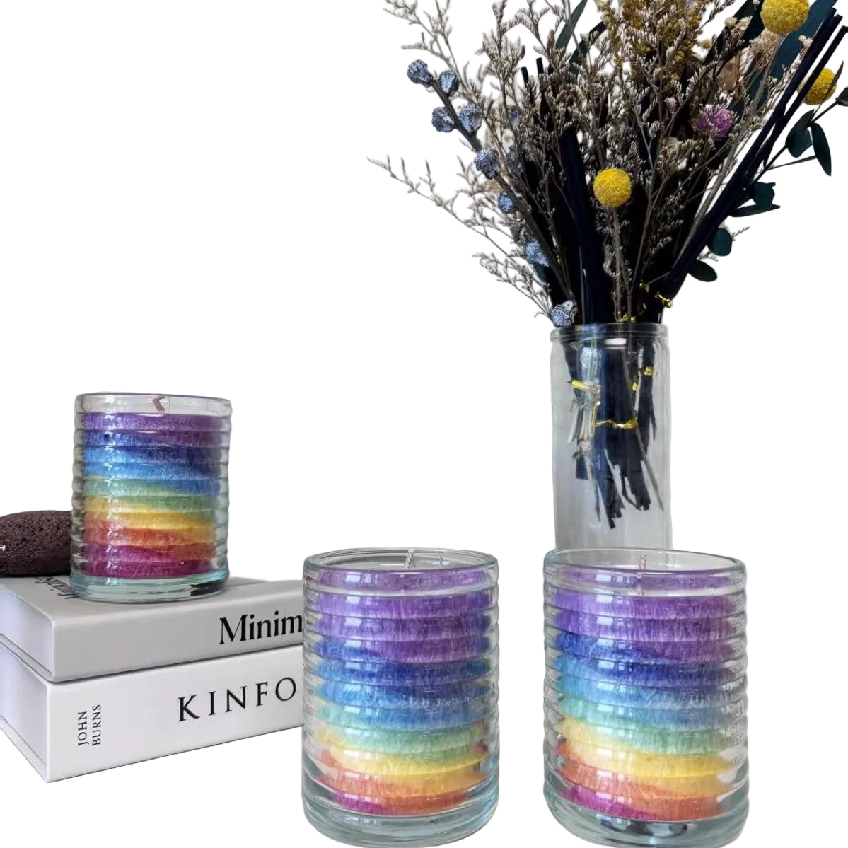 Rainbow Aromatherapy Meditation Yoga Candles Colorful Single-Color Cylindrical Wax