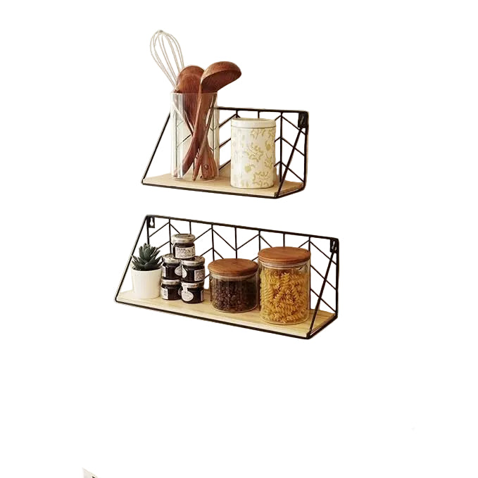 Iron grid storage rack for kitchen and bathroom partition shelf wall-mounted decorative plant stand
