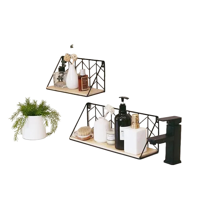 Iron grid storage rack for kitchen and bathroom partition shelf wall-mounted decorative plant stand
