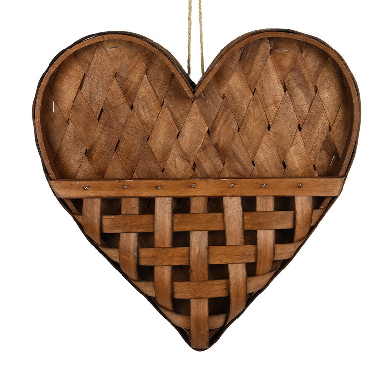 Heart-Shaped Indoor Wooden Hanging Basket Wall Decoration Flower Arrangement Pastoral Style