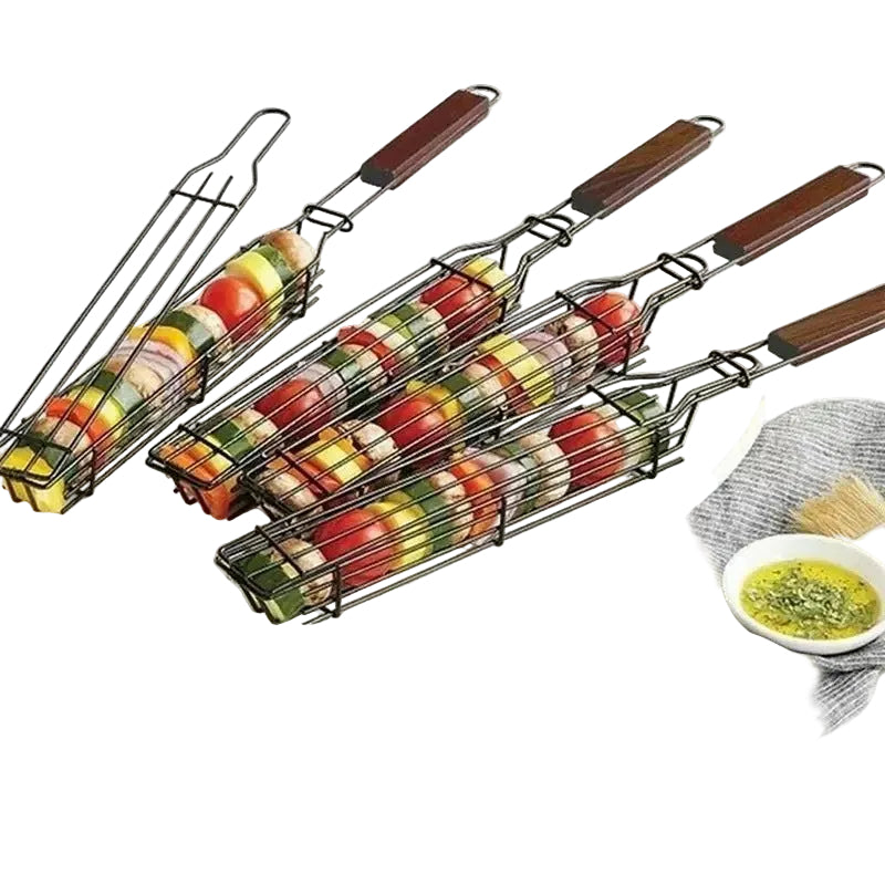 Grilled Chicken Plate Retractable Barbecue Fork Barbecue Mesh Barbecue Grill Rack