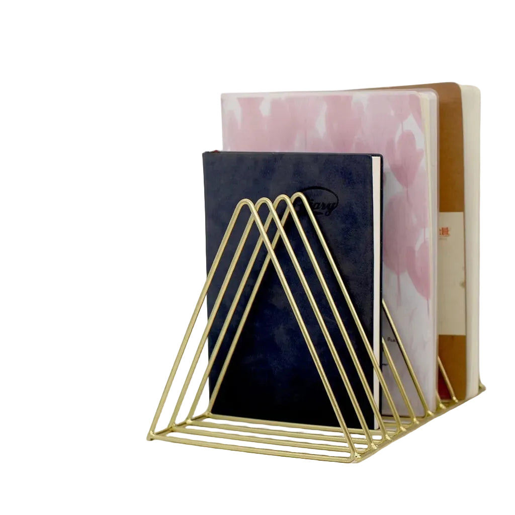 Triangular Simple Creative 9-Compartment Iron Art Bookshelf Crafts Office Desk Display Storage Organizer Rack