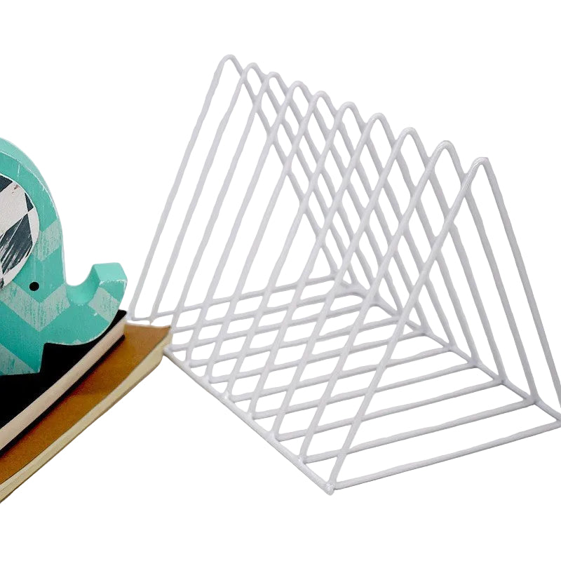 Triangular Simple Creative 9-Compartment Iron Art Bookshelf Crafts Office Desk Display Storage Organizer Rack