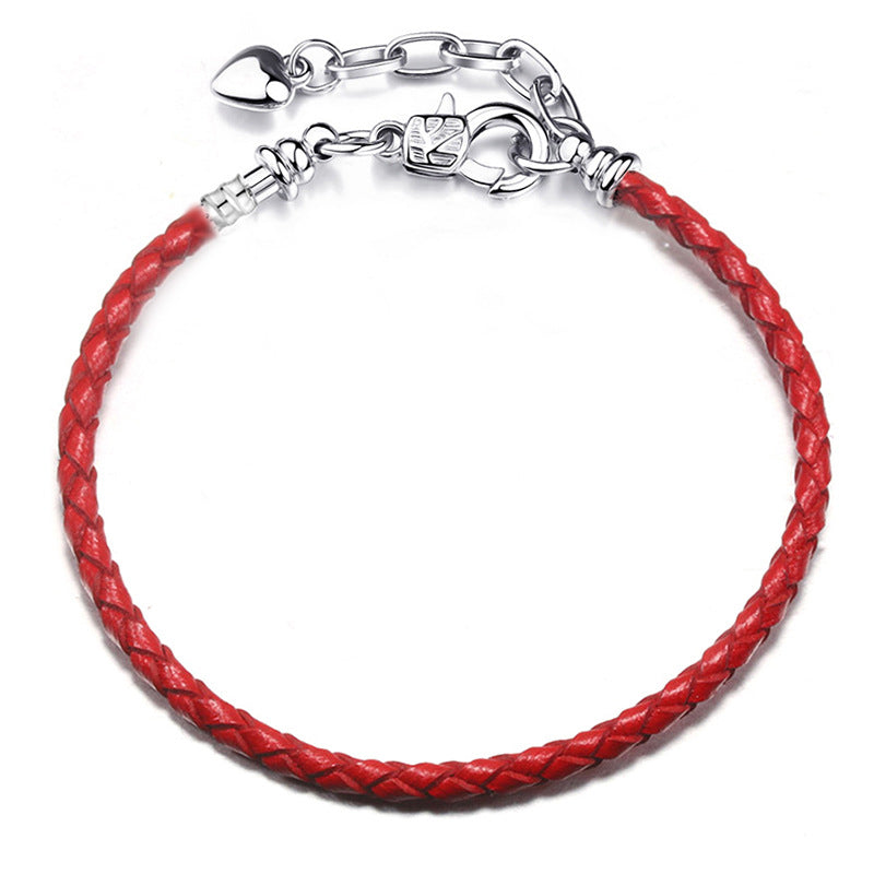 Transporter Finished Red  Love Extension Chain Lobster Buckle Leather Rope Leather Bracelet