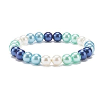 White pearls with shamballa bead Stretchable Bracelet for Girls/Women