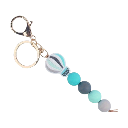 Hemasa  Hot Air Balloon Silicone Beaded Keychain Cute Cartoon ID Badge Holder Key Chain Ring Bag Backpack Charm Car Key Pendant Gift
