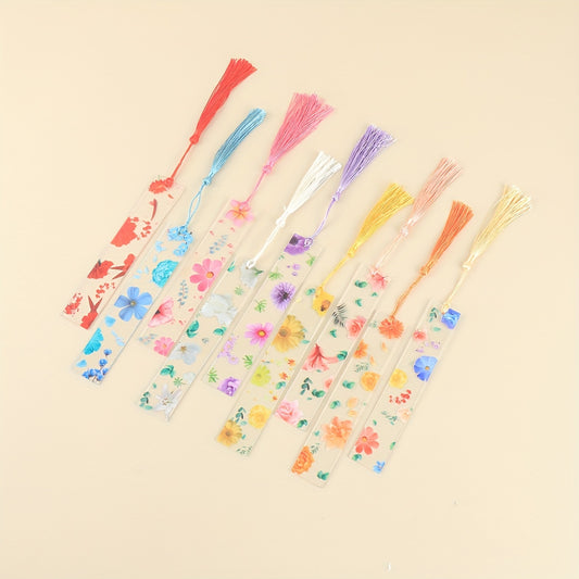1pc Transparent Acrylic Colorful Flower Print Bookmark, Fashion Portable Office Supplies And Accessories Book Aid Bookmark