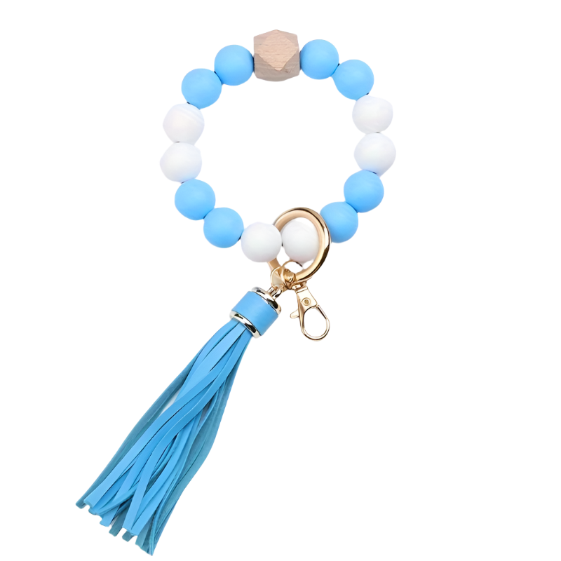 Hemasa  Silicone Beaded Bracelet Keychain Women's Bracelet/ Keychain Wristband Keychain