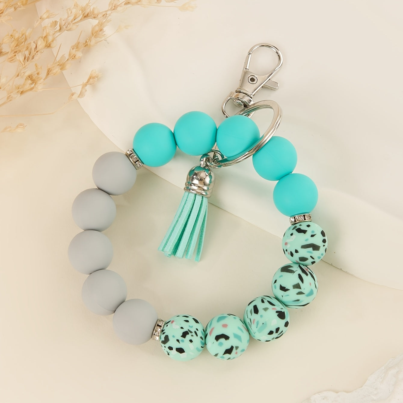 1pc Mardi Gras Day Silicone Bead Keychain - Casual Style, Non-Braided, Unplated, Car Pendant Accessory for Daily Wear