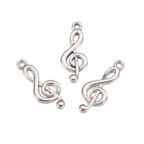 Hemasa 20 Pcs Tibetan Style Musical Note shaped charms in Antique Silver