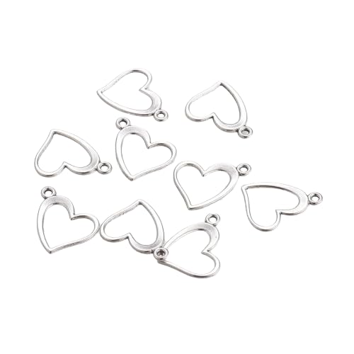 50 Pcs Silver Heart Shaped Pendant