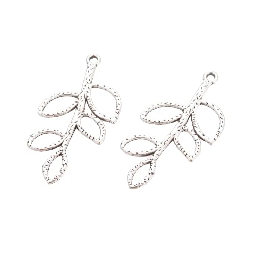 Hemasa 20 Pcs Silver Leaf Shaped alloy Pendent