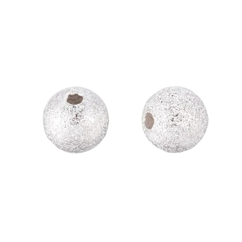 8MM Silver Color Plated Brass Textured Ball Beads