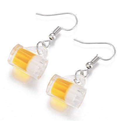 Beer Glass Charms earrings (Yellow)