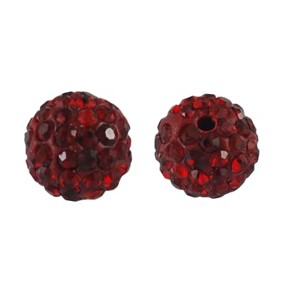 Pave Disco Ball Polymer Clay Rhinestone Beads- Dark Red