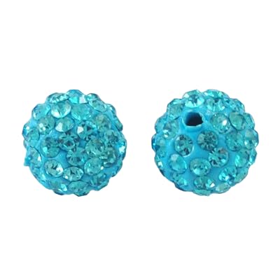 Pave Disco Ball Polymer Clay Rhinestone Beads- Turquoise