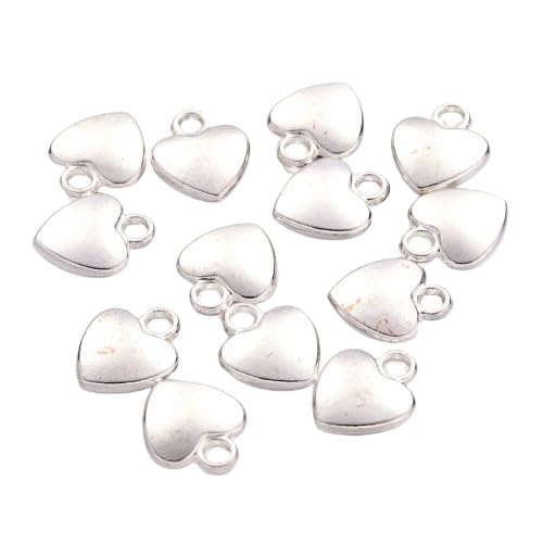 20 Pcs Silver Heart Shaped Alloy Charms