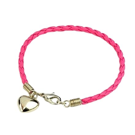 PU Leather Braided Charm Bracelets (Baby Pink)