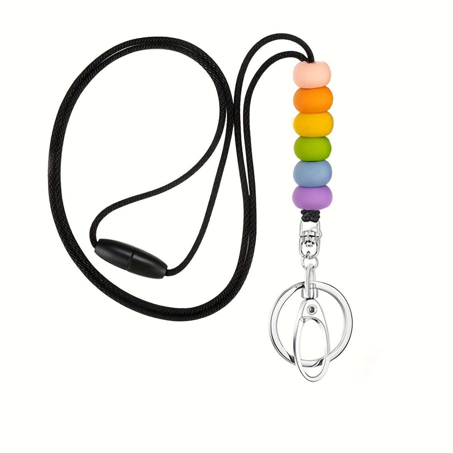 Hemasa 1pc Teacher Lanyard For Id Badges, Keys, Keychain, Cute Silicone Beaded Lanyard For Women/ Nurse/ Employees Students