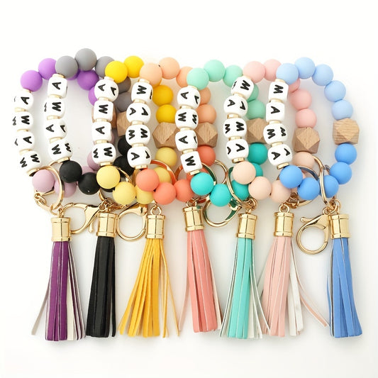 New MAMA Silicone Bead Bracelet Women's Keychain Silicone Hand String Cross-border Popular Jewelry