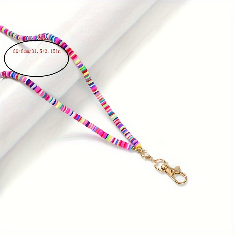 Fashion Soft Pottery Lanyard Necklace Mobile Phone Key Work Tag Lace Up Necklace