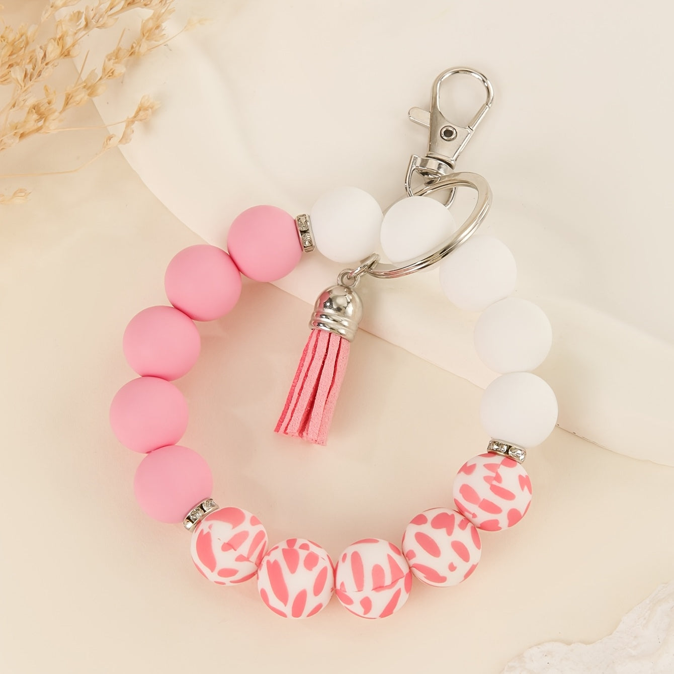 1pc Mardi Gras Day Silicone Bead Keychain - Casual Style, Non-Braided, Unplated, Car Pendant Accessory for Daily Wear