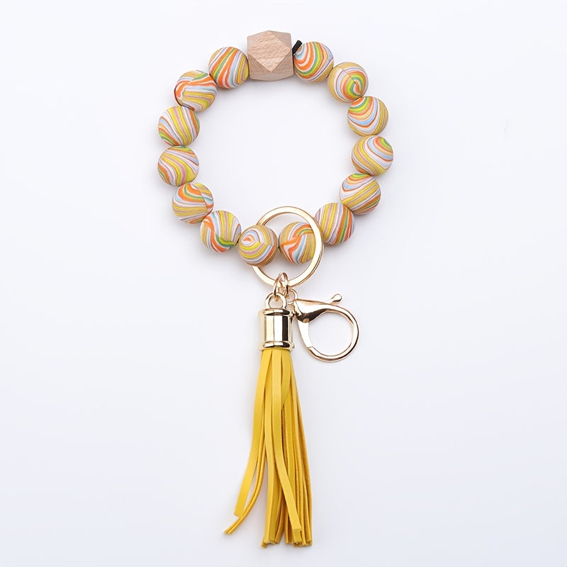 Colorful Silicone Bead Bracelet Keychain, 1pc - Perfect for Birthdays, Halloween & Christmas