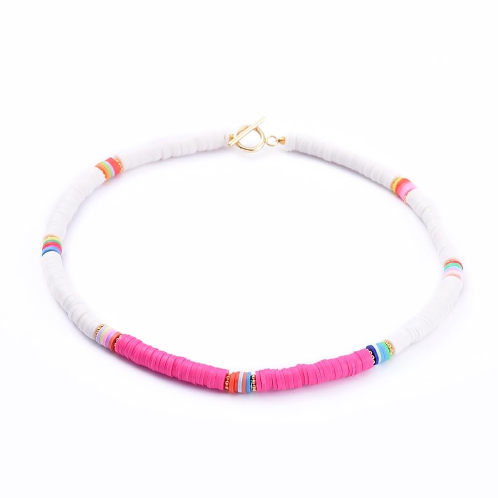 White colour Polymer clay beads necklace