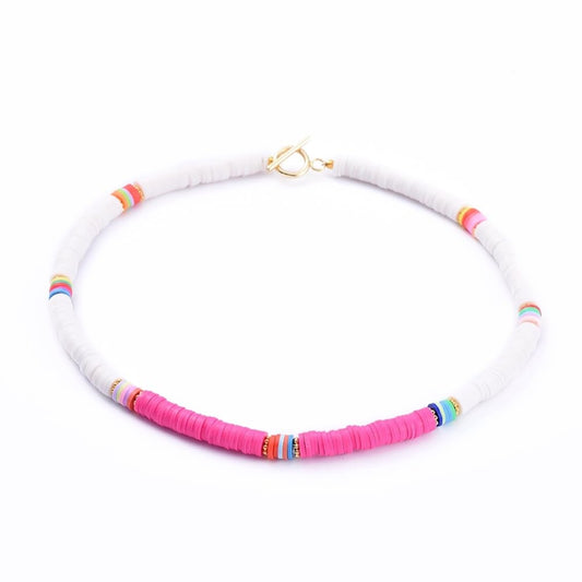 White colour Polymer clay beads necklace