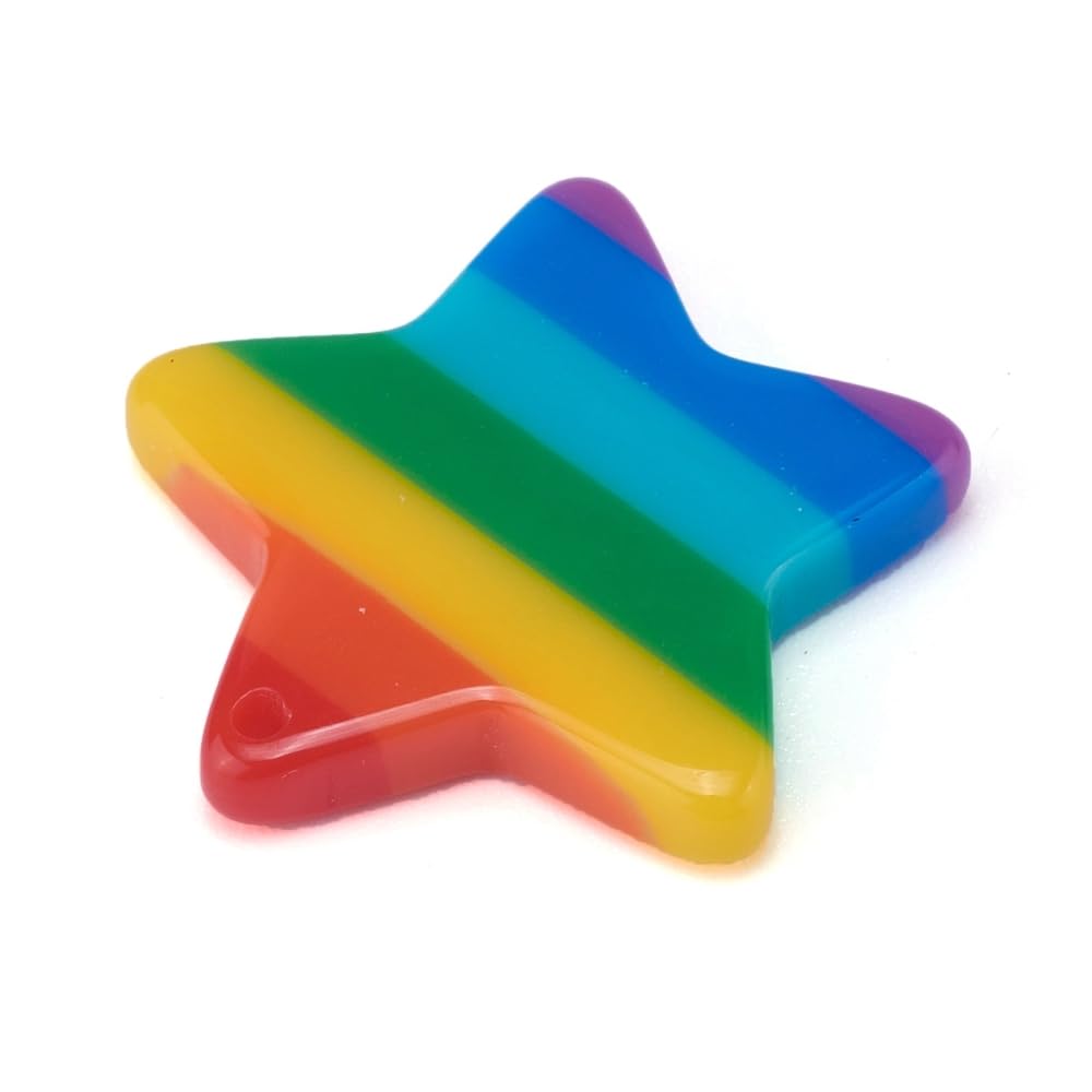 Hemasa 10 Pcs Star Shaped Rainbow coloured charms