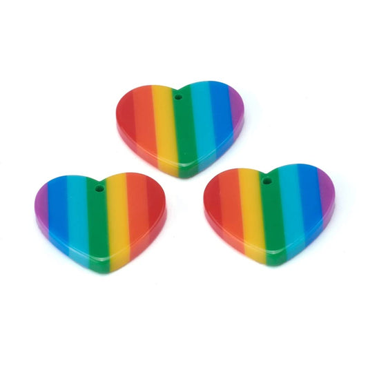 10 Pcs Heart shaped Rainbow coloured charms