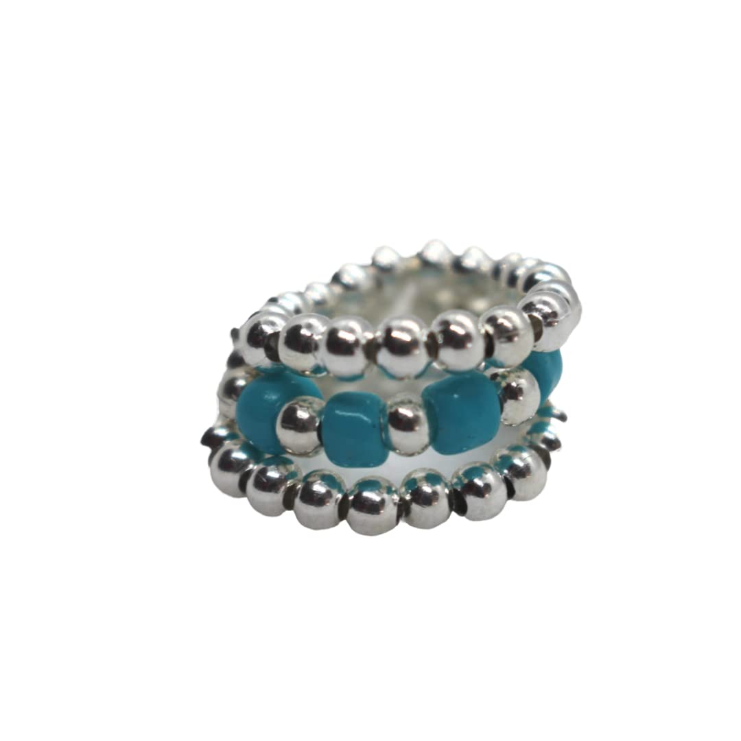 Glass Beads Elastic Toe/Finger Rings 2 Sets (Each Set has 3 Rings)