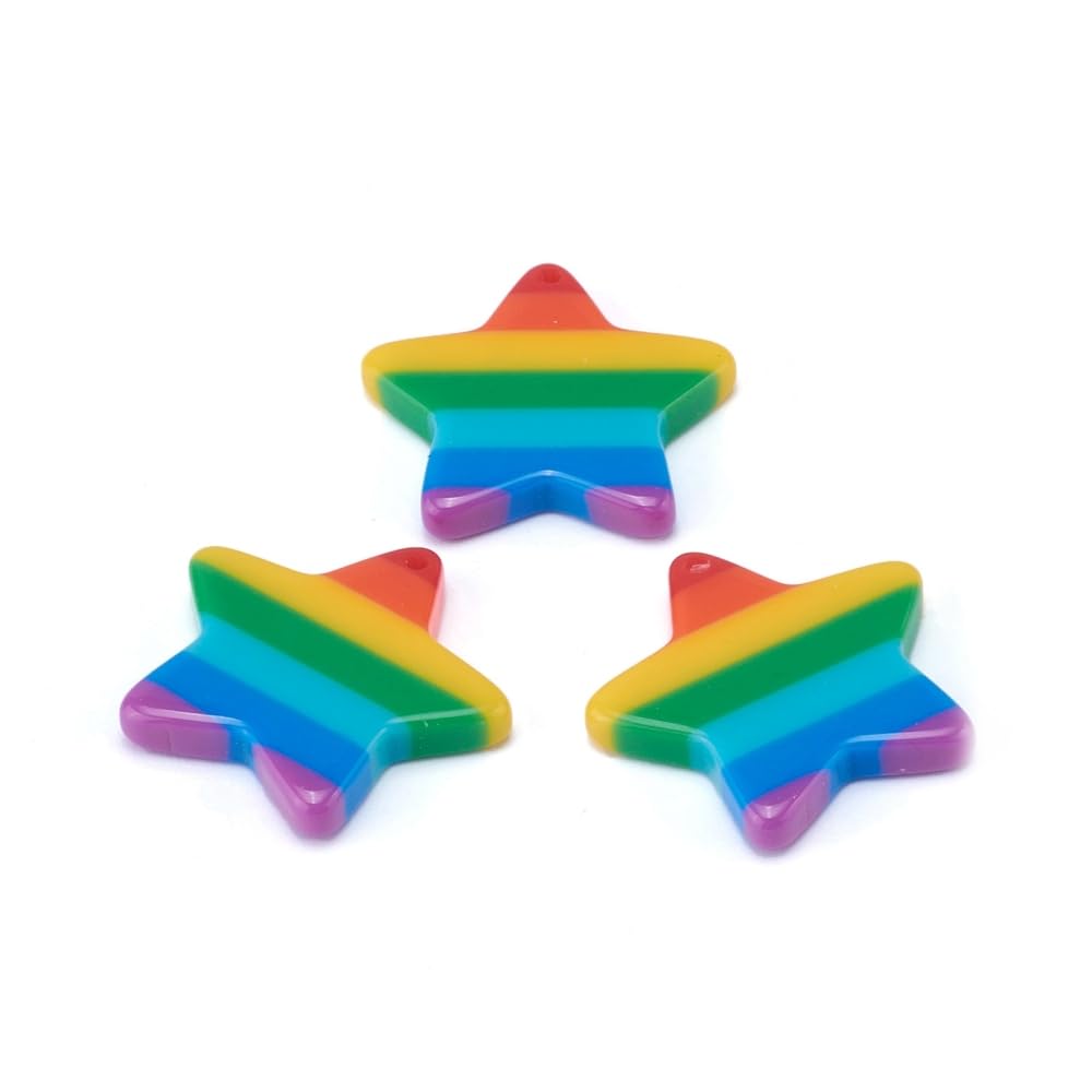Hemasa 10 Pcs Star Shaped Rainbow coloured charms